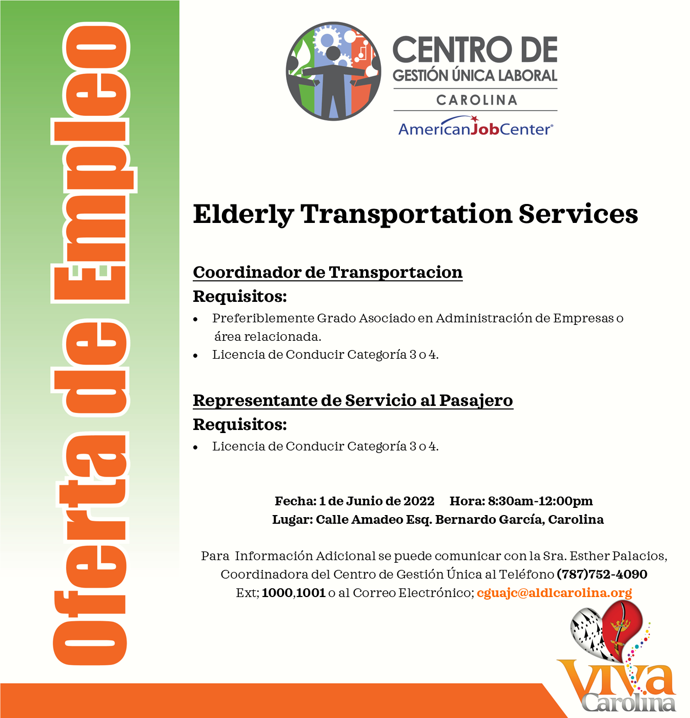 Oferta de Empleo Elderly Transportation Services