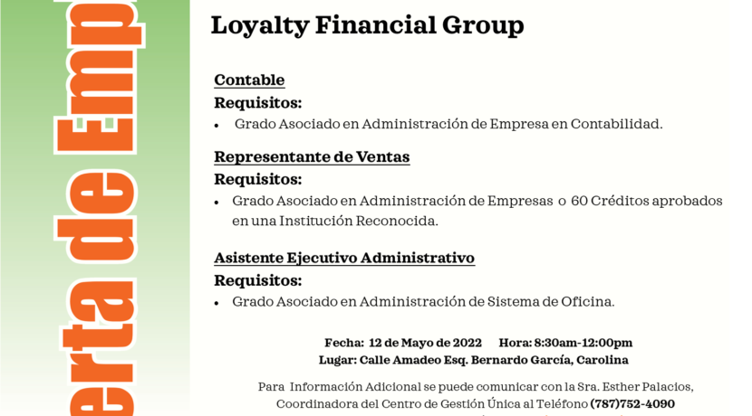 Oferta de Empleo Loyalty Financial Group