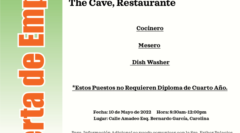 Oferta de Empleo The Cave, Restaurante
