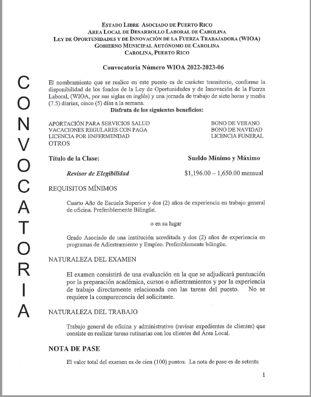 Convocatoria WIOA 2022-23-06