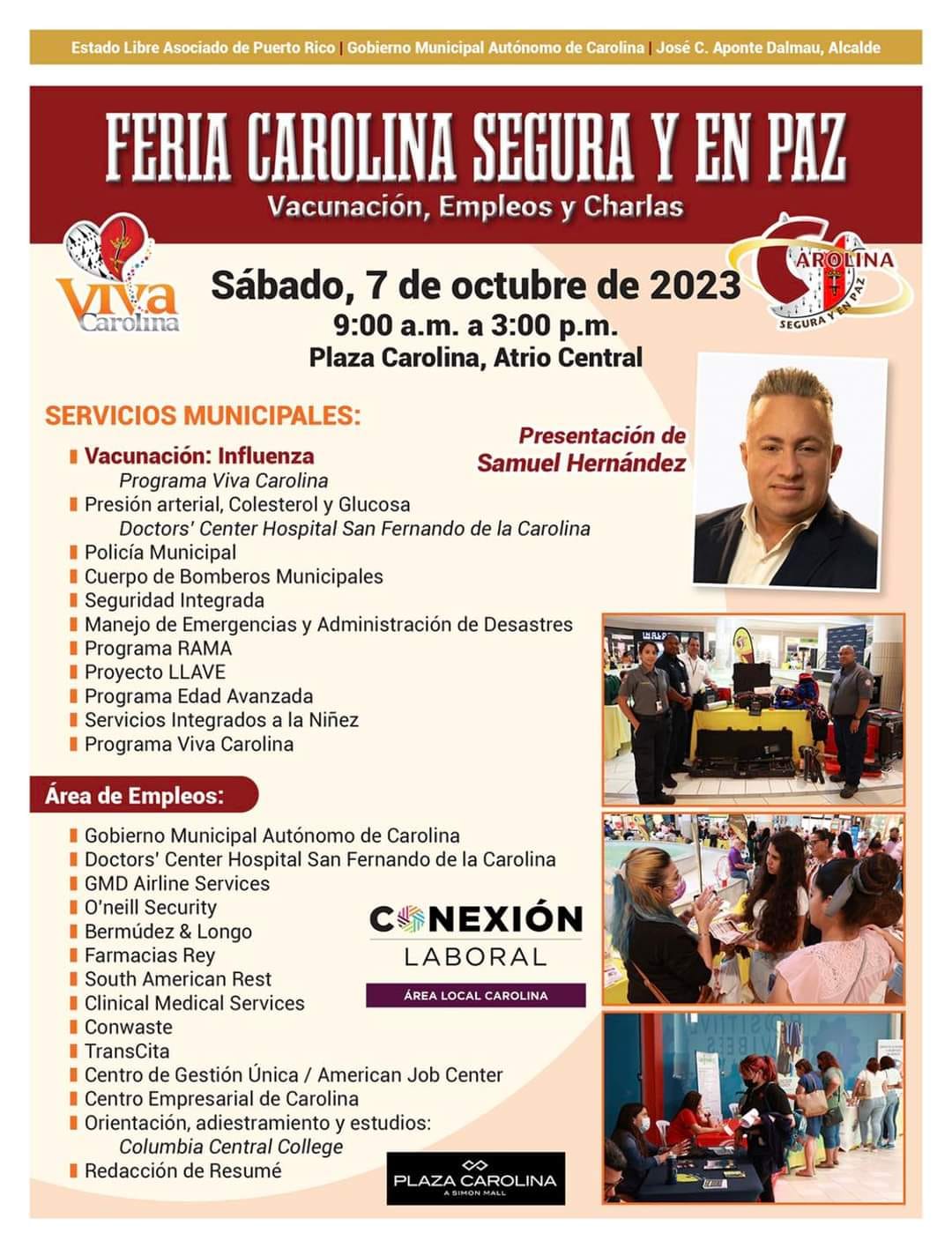 Feria Carolina Segura y en Paz el sabado 7 de octubre del 2023 en Plaza Carolina, Atrio central.