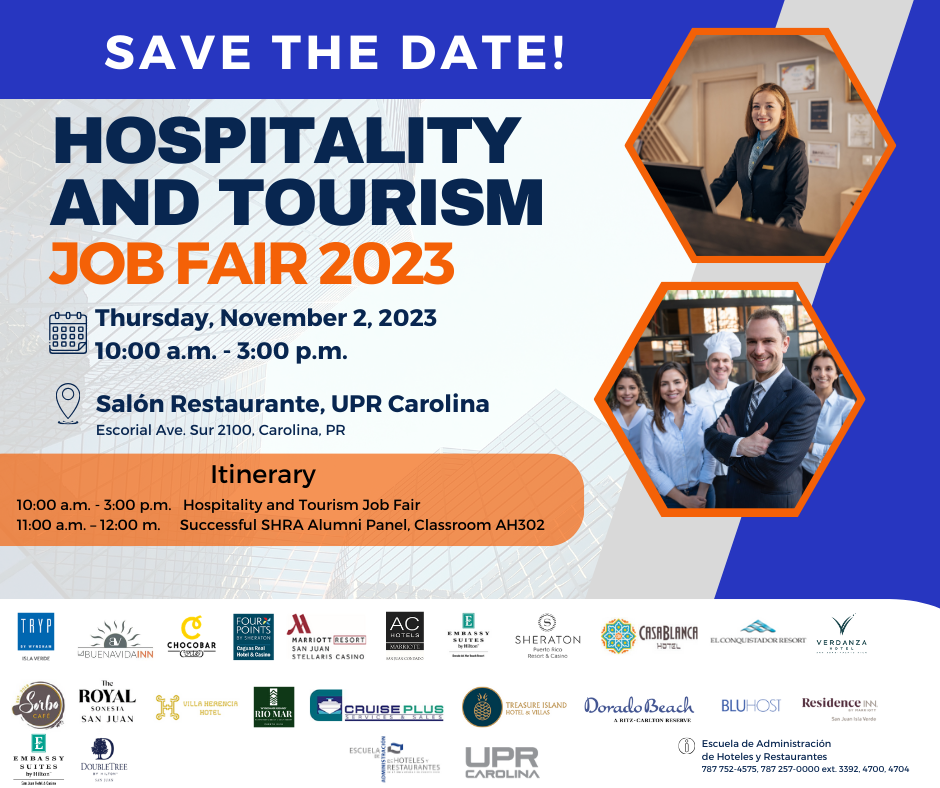 Invitación al Hospitality and Tourism Job Fair 2023 UPR Carolina