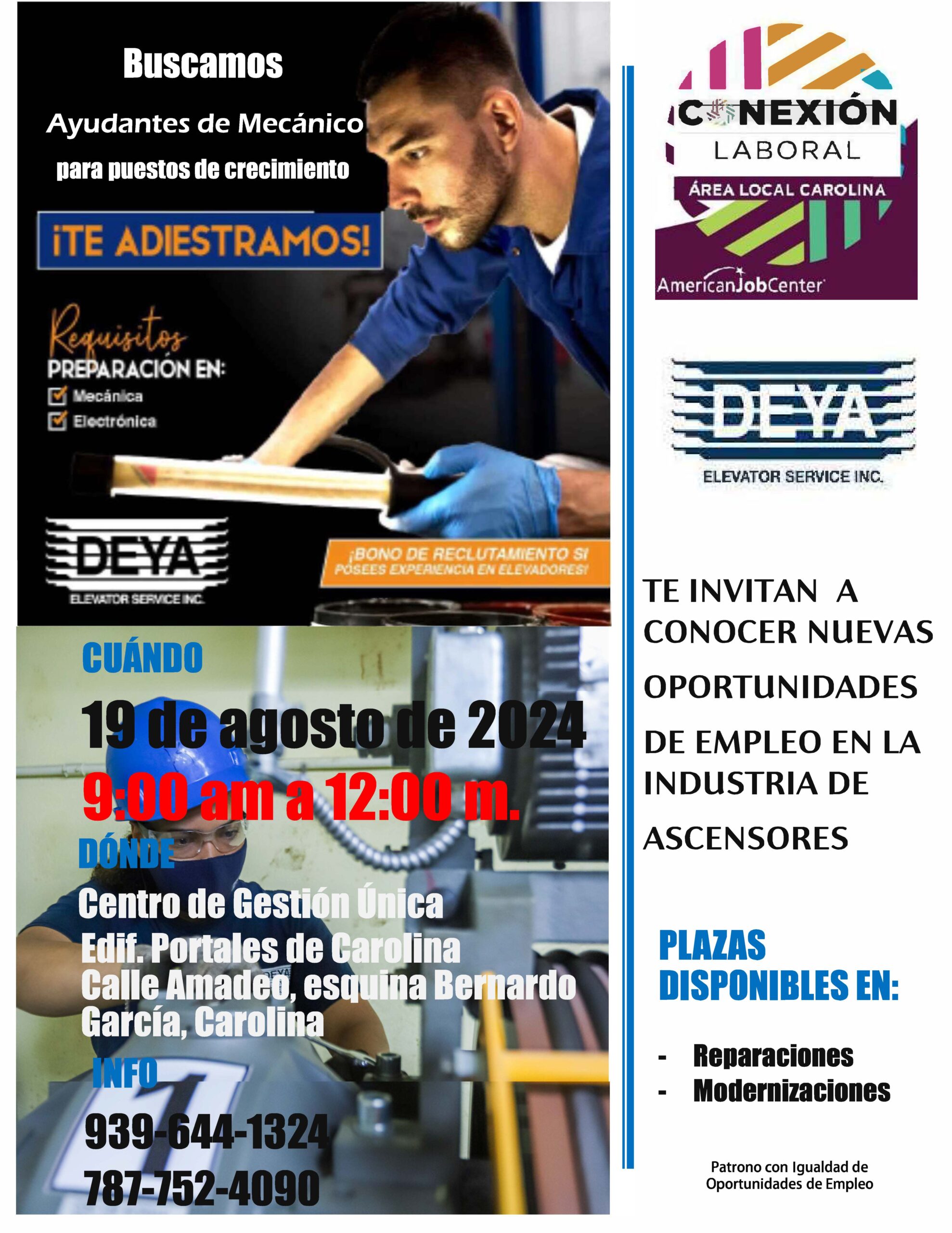 Ofertas de Empleo de Deya Elevator Service Inc. el 19 de agosto de 2024