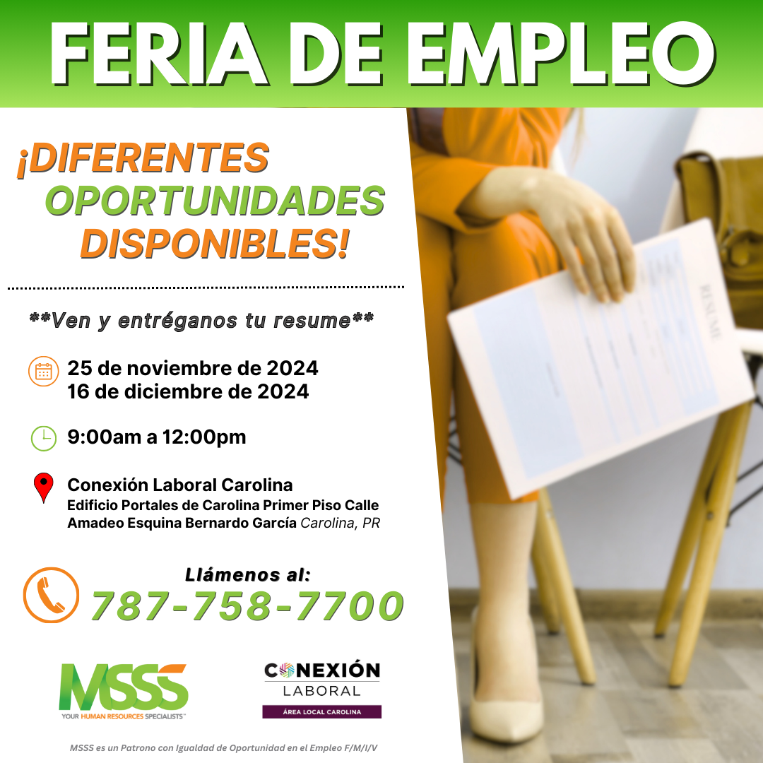 Feria de Empleo el 25 de noviembre y el 16 de diciembre