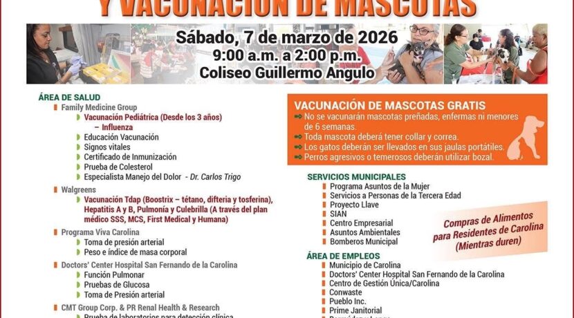 Feria de salud, empleo y vacunación de mascotas – 7-marzo-2026