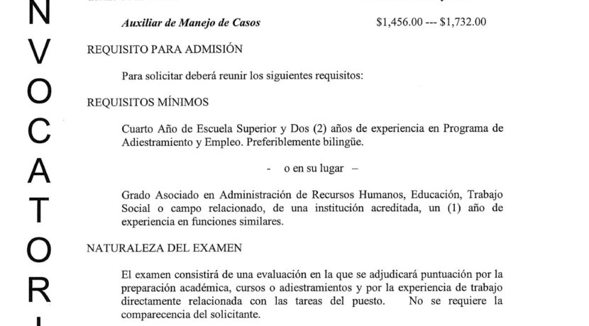 Convocatoria Número WIOA 2026-2027-01